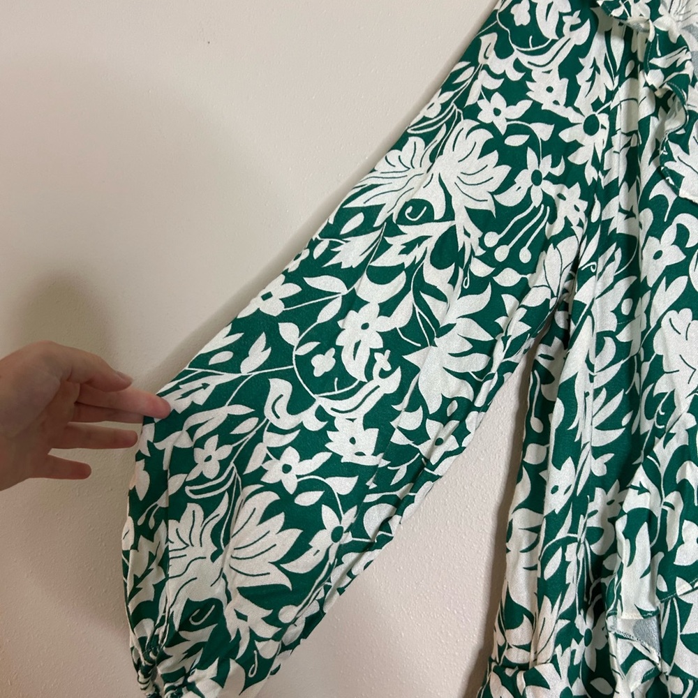 Free People Rebecca green & white floral mini dress - Picture 6 of 10